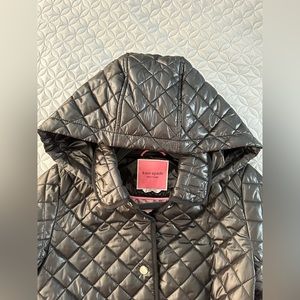 Kate Spade NWT black quilted jacket with removable hood